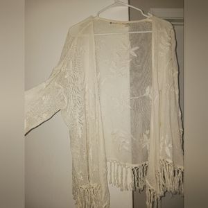 CHELSEA & VIOLET LADIES WOMENS LARGE LG L EMBROIDERED LITE SWEATER JACKET $118